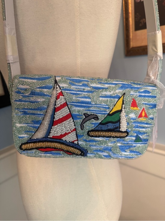Viral Beaded Bag! NWT Coastal Beaded Sailboat Shoulder Bag Handcrafted in India